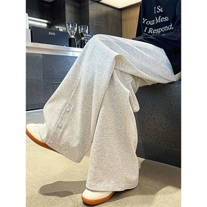 宽松阔腿侧边纽扣设计感休闲长裤高街感韩版休闲裤K816TP35控58图片