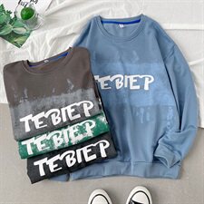 703-WW005秋季泼漆效果印花圆领套头卫衣，男装卫衣，星座703