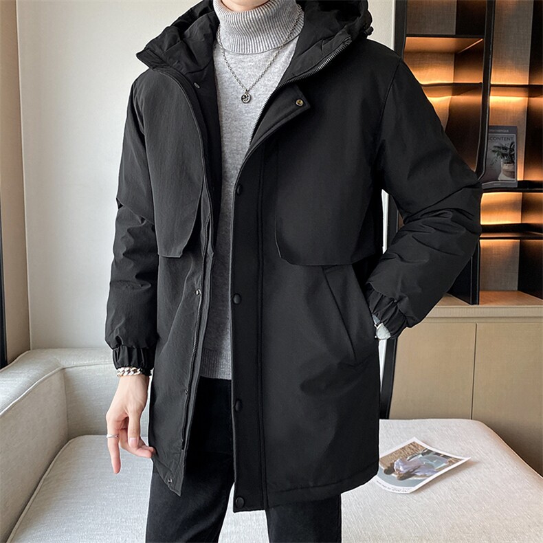 团购连帽中长款修身潮牌工装户外冲锋衣羽绒服外套男女款团体服，男装羽绒服，星座301D-5(原星座1415）