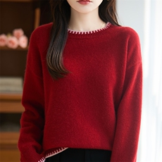 2025年秋季通勤常规单件时尚百搭通勤简约休闲羊毛衫圆领，女装羊毛衫，贝美羊绒