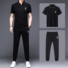 中年运动套装男2023夏季薄款短袖冰丝宽松休闲时尚百搭男装，男装休闲套装，电商B212（原钱塘6029）