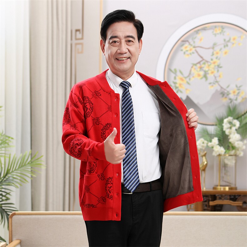 2024年秋冬季新款中老年男女同款时尚潮流长袖开衫保暖,女装羊毛衫,衣恋羊绒