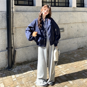 藏青色韩系格子拼接短外套女秋季2025年新款小个子休闲风立领夹克图片