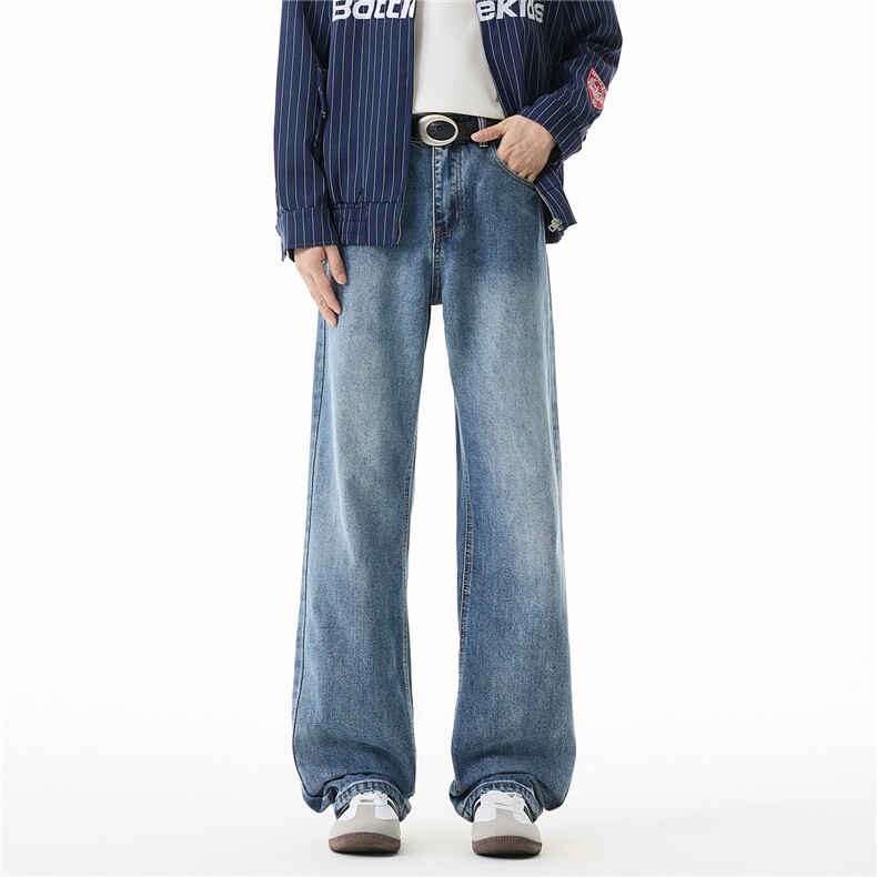 日系重工水洗宽松直筒牛仔裤美式复古大码牛仔裤xz405-k2022-p65，男装牛仔裤，星座405