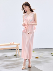 夏季新款现货！2026温柔风洋气重工刺绣花朵款马甲+珍珠吊带长裙，女装套装/套裙，宝儿家
