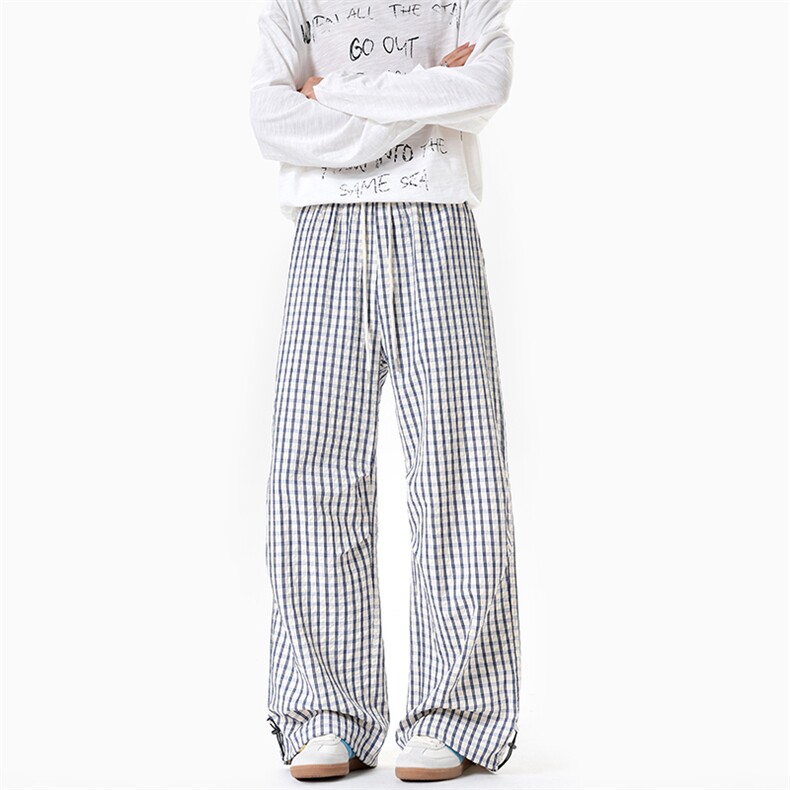 现货A2215TP38控68-秋季新款美式松弛感格子裤男潮牌褶皱休闲裤，男装休闲裤，电商B241