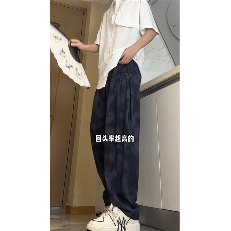 夏季冰丝清凉哈伦裤盘扣新中式风休闲裤宽松脏脏裤K6699-特P42,男装休闲裤,电商A006