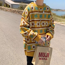 美式街头设计感圆领毛衣男慵懒风休闲针织衫M43P38，男装针织衫/毛衣，星座1116-2
