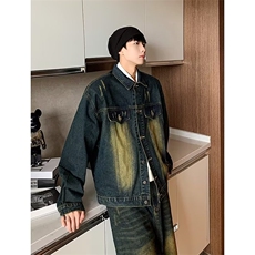 美式复古牛仔套装男新款全身水洗做旧休闲时尚两件套TZ2331-P68，男装休闲套装，星座313A-2