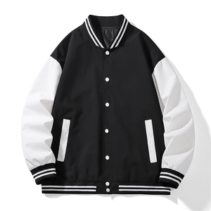 棒球服外套立领落肩撞色男女潮流学院风春秋款拼接上衣258-P40图片