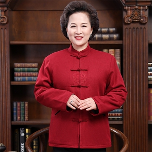 高品质中老年爷爷奶奶装风唐装棉服盘扣棉袄外套加棉复古棉衣图片