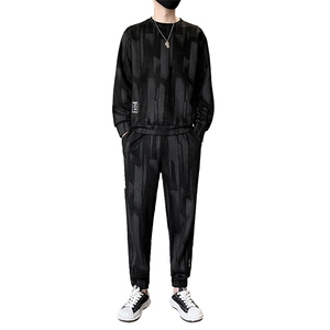 秋装麂皮绒休闲运动套装男士圆领长袖卫衣青年时尚套装男TZ11-P80图片