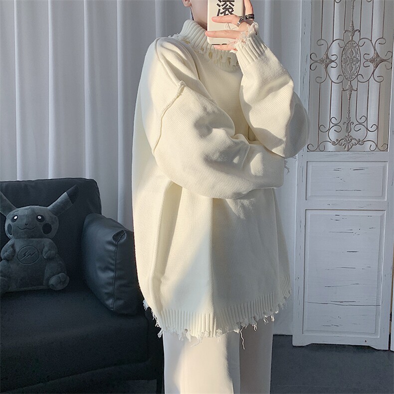 秋冬新品韩版情侣破洞毛衣做旧磨破ins男女宽松针织衫T802-P65,男装针织衫/毛衣,星座1501