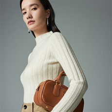 2025年秋季时尚百搭通勤简约休闲显瘦抽条半高，女装针织衫/毛衣，圣暖羊绒