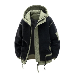 现货棉服男士加绒加厚拼接工装保暖羊羔毛冬装外套M021-P135图片