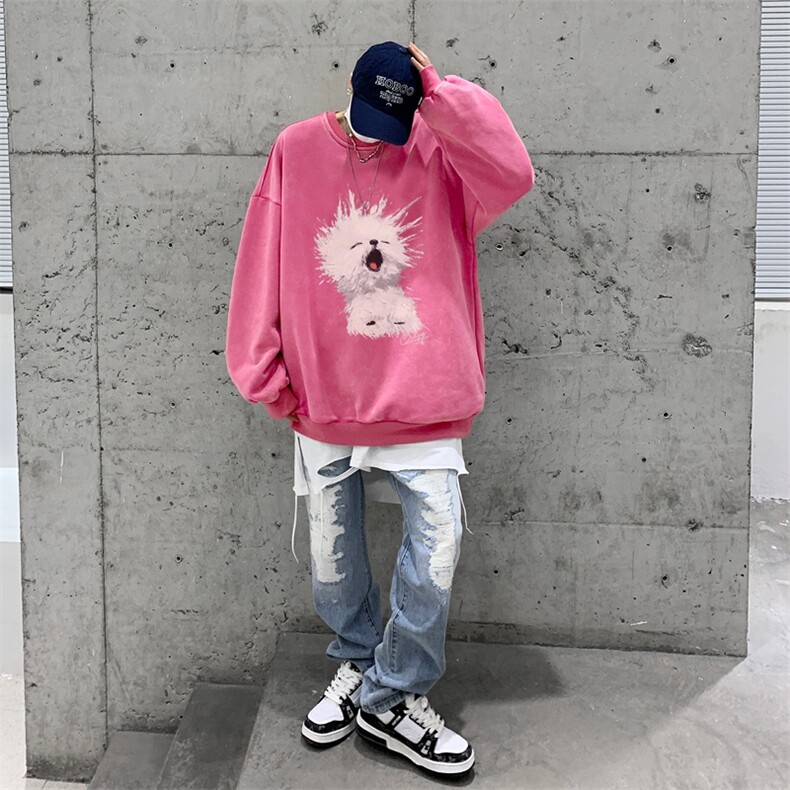 美式潮牌重磅水洗做旧连帽卫衣力推大码男XZ517A-2-Y7752-P58,男装卫衣,星座517A-2