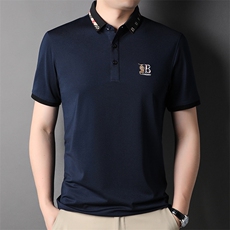宽松翻领纯色短袖polo衫男装2024夏季商务休闲中年男SFT3132-P65，男装Polo衫，星座1105-3