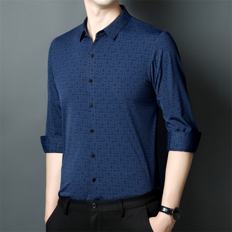 Y86821钱塘2020-2秋季商务休闲简约百搭中年男士衬衣货稳P76，男装针织衫/毛衣，钱塘207-2