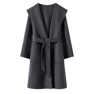 2025年秋季通勤长袖连帽时尚百搭通勤简约休闲，女装毛呢外套，织美生