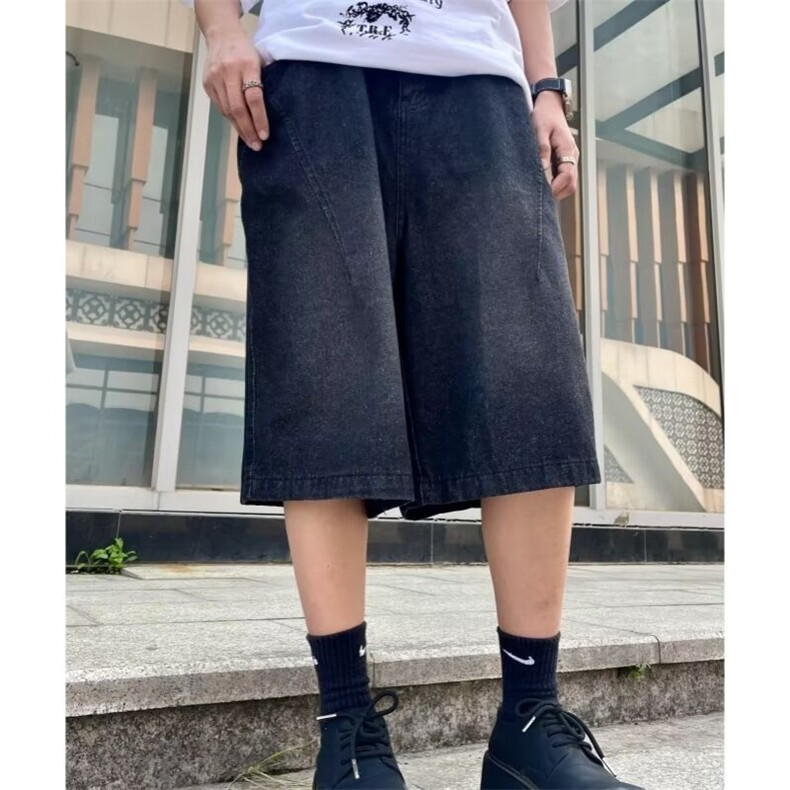 美式复古水洗高街牛仔短裤男女夏季阔腿休闲百搭七分裤D2255-p45,男装牛仔裤,星座1008