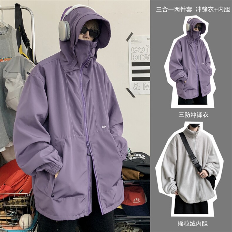 抖音直播！冲锋衣防风防水三合一外套夹克男两件套 XH36SHY-P97图片