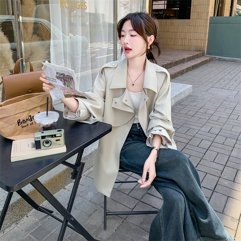 2025秋季减龄通勤风淡人风衣女复古随性休闲范宽松休闲显瘦大衣潮,女装风衣,C位