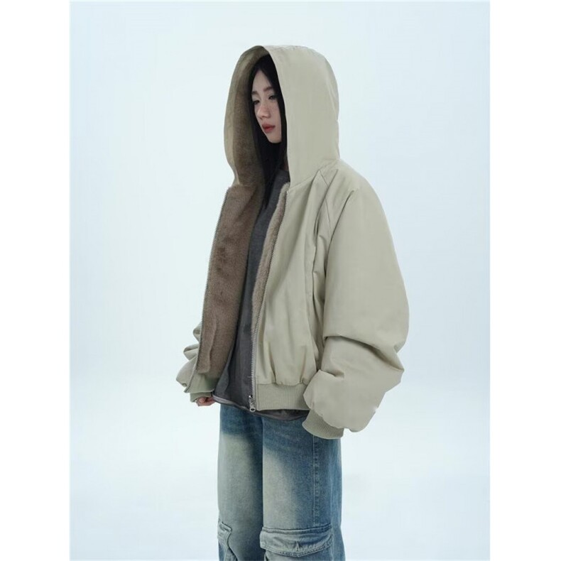 网图加绒重磅座山雕不掉毛两面穿仿兔毛连帽棉服外套YY2527特P108,男装棉衣,电商C216