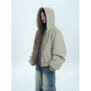 网图加绒重磅座山雕不掉毛两面穿仿兔毛连帽棉服外套YY2527特P108图片
