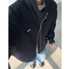 冬装新品弯刀袖毛呢加棉夹克棉衣休闲纯色加厚外套男H1021P118，男装夹克，电商A341