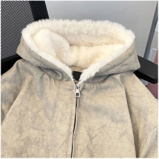 加绒加厚冬款男女连帽棉衣毛领座山雕铆钉扎染棉袄外套MY95P115，男装棉衣，星座1013-1