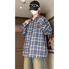 小香风厚款格子衬衫男宽松文艺衬衣KD612-P5078，男装衬衫，电商D312-1