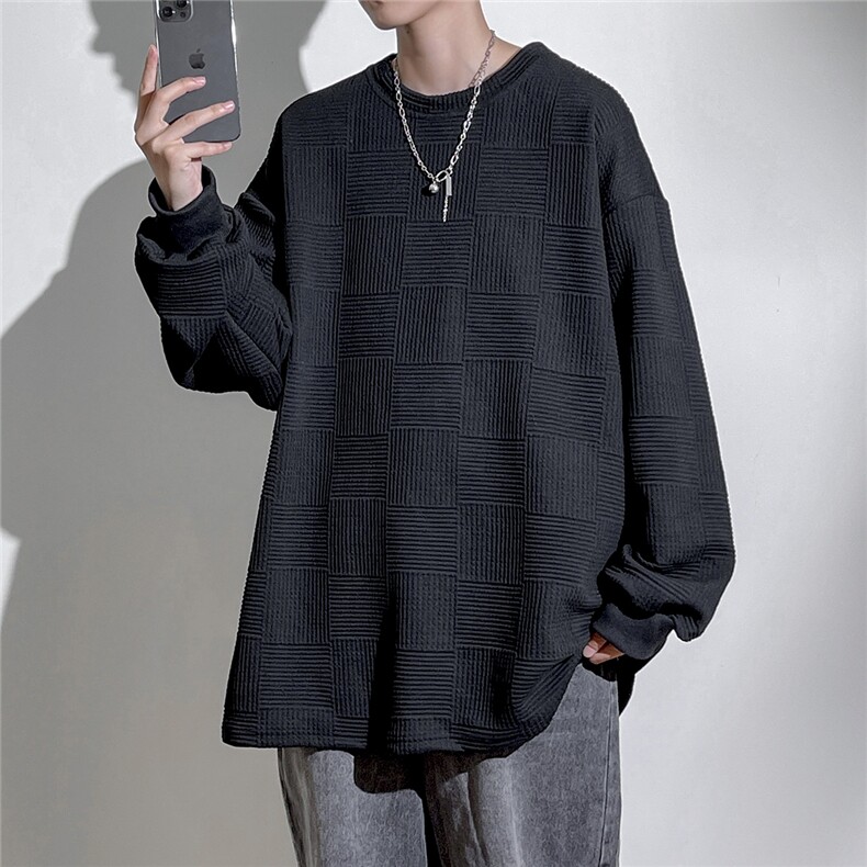 1纯色方格花纹大码M-5XL卫衣男聚酯纤维95%氨纶5%WY77050P38控58，男装卫衣，星座226-2