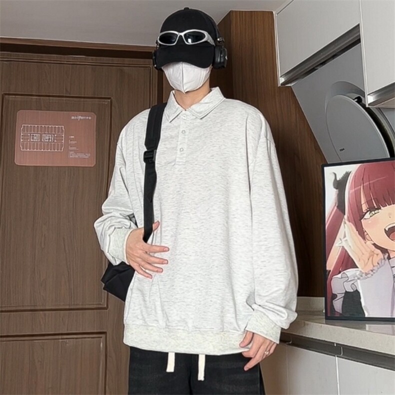 男士polo衫高级感痞帅成卫衣重男装正肩衬衫领长袖t恤潮8829/P36图片