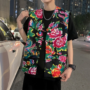 MJ02夏秋团队服风男女大妈风汉服外套坎肩背心潮男女大花图片