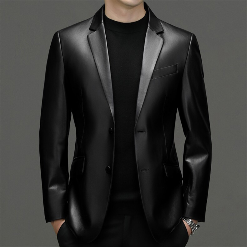 2310秋冬新款海宁男士皮衣皮西服休闲男装外套百搭P700,男装皮衣,电商B360