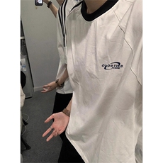 夏季美式高街重磅纯棉三条杠织带撞色男女短袖T恤ZD628-特P30，男装T恤，电商A486-1