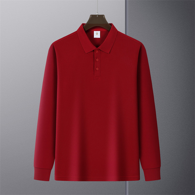 高端有翻领长袖POLO衫2025新款工作服定制纯色带领工衣T恤,男装Polo衫,电商B212（原钱塘6029）