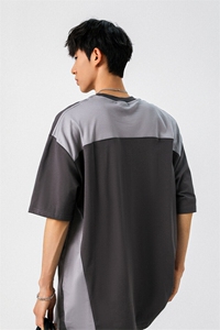 凉感双色拼接设计羽毛球球服大码M-5XL短袖T恤男DX78029P50控78图片
