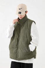 冬季灯芯绒棉马甲男复古加厚立领棉服情侣外套配挎包8516-P70，男装棉衣，电商B306