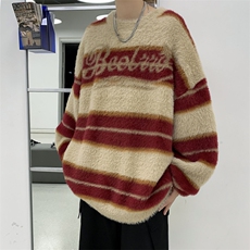 MY333-P52慵懒风貂毛拼色圆领毛衣，男装针织衫/毛衣，星座1501-1