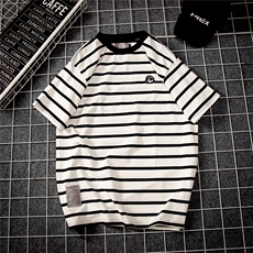 1图案已注册日系休闲情侣大码M-5XL港风短袖T恤男网格7580F35控49，男装T恤，星座226-2