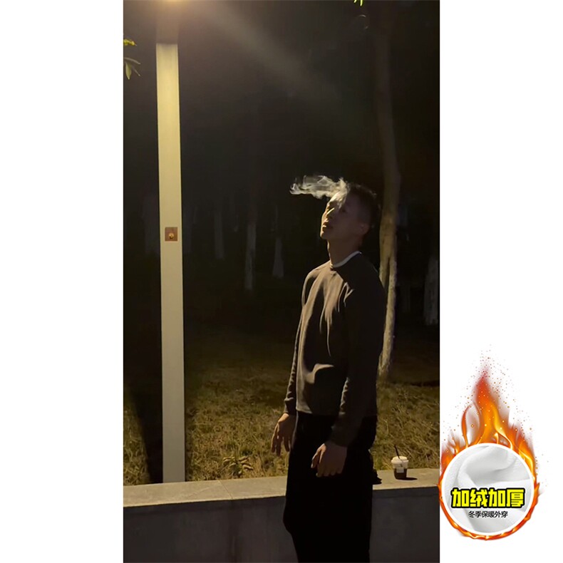 重磅加绒硬挺boxy男女美式高街蜂窝华夫格刺绣圆领长袖卫衣打底衫,男装T恤,电商A443