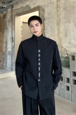 中式小立领衬衫书法刺绣设计感百搭衬衫男，男装衬衫，星座1009（原B233）
