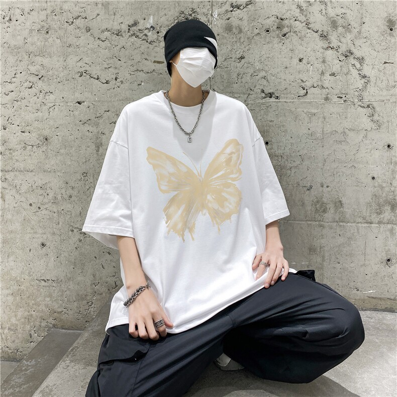 蝴蝶印花高街纯棉短袖T恤大码M~5XLXZ604-DT210-P25控38,男装T恤,星座604