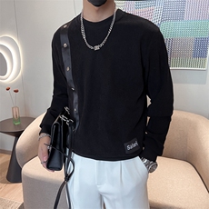 白色2023秋装社会小伙修身圆领卫衣男潮8827-P58控价78，男装卫衣，电商A108