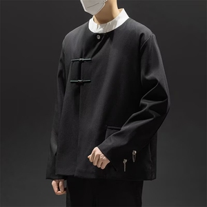 F502P60新中式风西服男士春秋季小众金属扣宽松潮流痞帅,男装西服,星座512-6