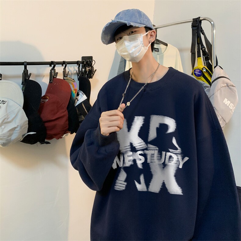 ！圆领卫衣男装港风长袖T恤男外套男WY155-P28,男装卫衣,电商B367