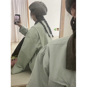 【有货】薄荷绿拼色工装外套男春秋款美式底特律夹克8152CC-特P68图片