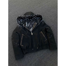 网图重磅水池皮刺绣座山雕秋冬加厚吧奥暖毛领棉服，男装棉衣，电商C307