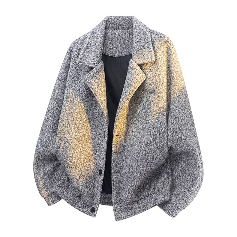 羊毛卷绒感毛呢轻熟风毛呢大衣小众设计感大V西装领JK2198-P90，男装西服套装，星座210-1